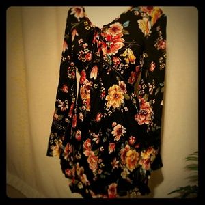 Beautiful Silky Floral Black Juniors Dress